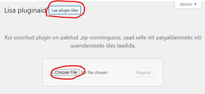 Plugina üles laadimine