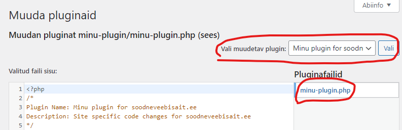 WordPressi plugina muutmine
